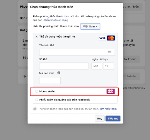 quang cao facebook bang momo