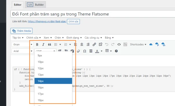 Đổi Font phần trăm sang px trong Theme Flatsome
